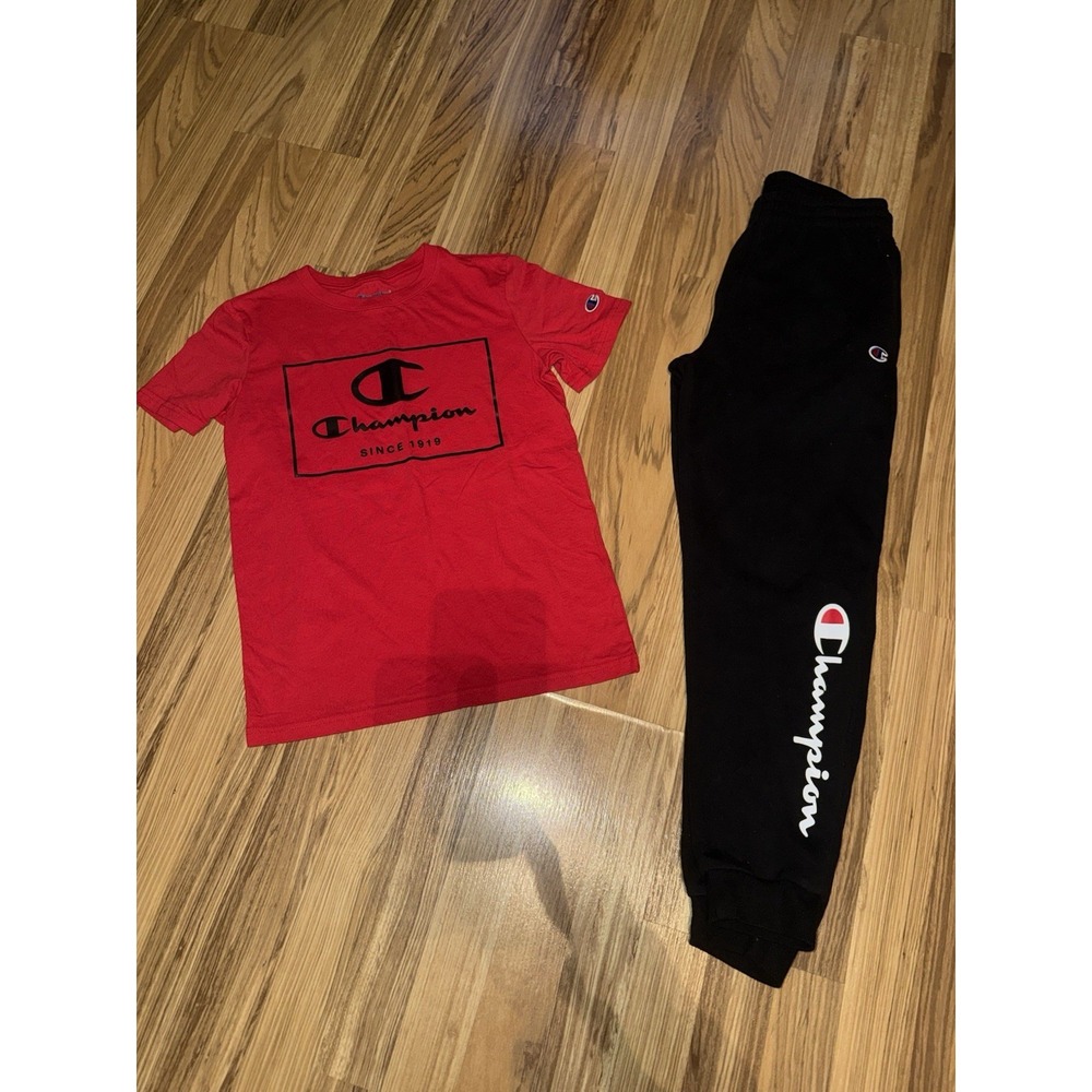 Champion Youth Set Boy's Large Sweatpants Joggers T-shirt Cotton